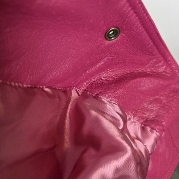 Deerskin Pink Genuine Leather Vintage Snap Closure Cool Retro Bomber Jacket Sz S - Picture 5 of 8